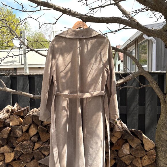 Vintage suede single-breasted trench coat - Picture 4 of 6